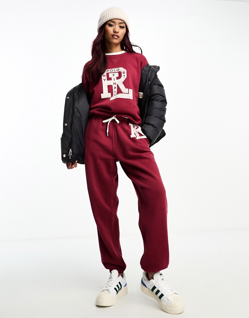 Polo Ralph Lauren varsity logo joggers in red CO-ORD