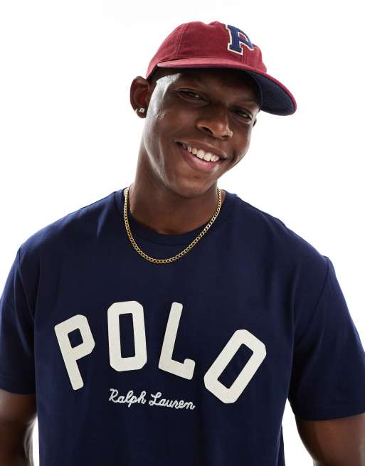 Polo Ralph Lauren varsity logo t shirt classic oversized fit in navy