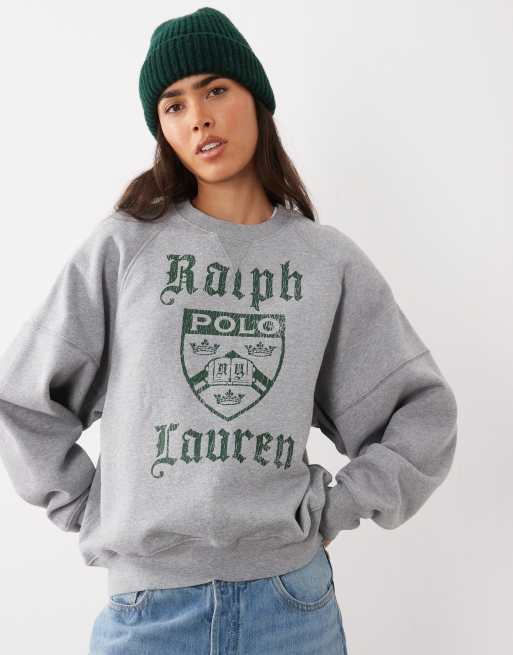 Polo Ralph Lauren varsity sweatshirt med crest i grå, 2 af 4