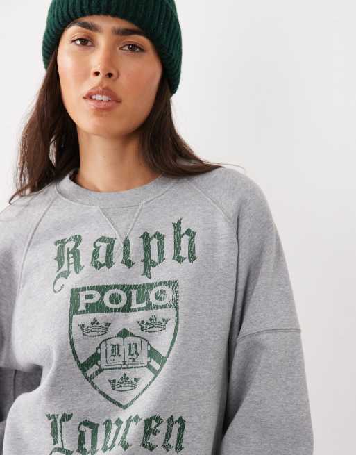 Polo Ralph Lauren varsity sweatshirt met embleem in grijs, 3 van 4