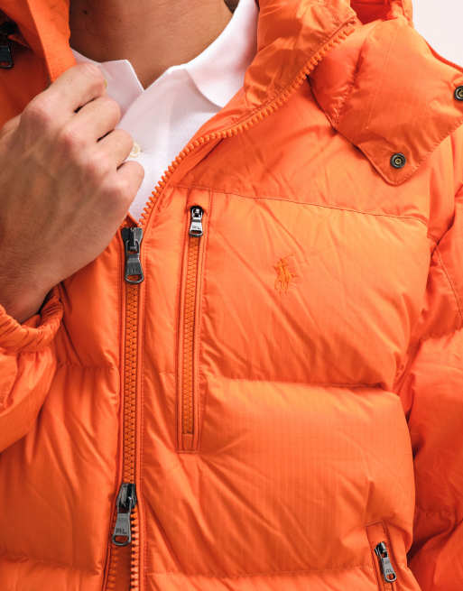 Polo Ralph Lauren vävd pufferjacka med huva i orange, 5 av 5