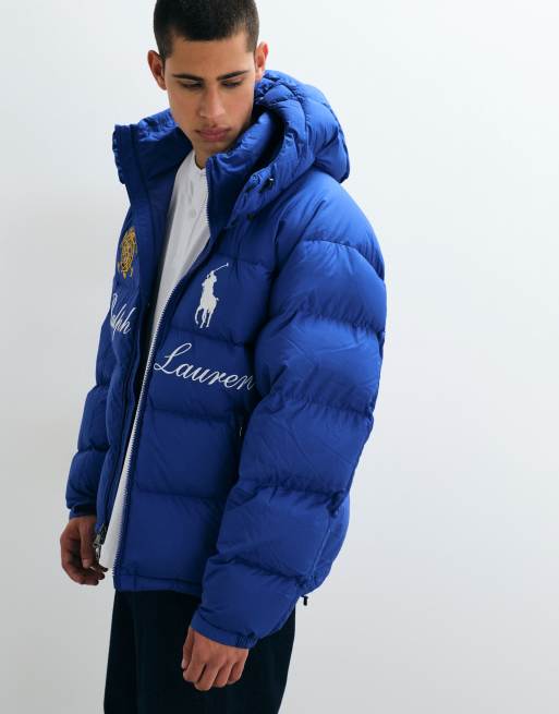 Polo Ralph Lauren vävd pufferjacka med stor ikonlogga i mörkblå, 4 av 5