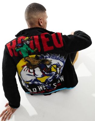 Polo Ralph Lauren rodeo print borg jacket in black - ASOS Price Checker