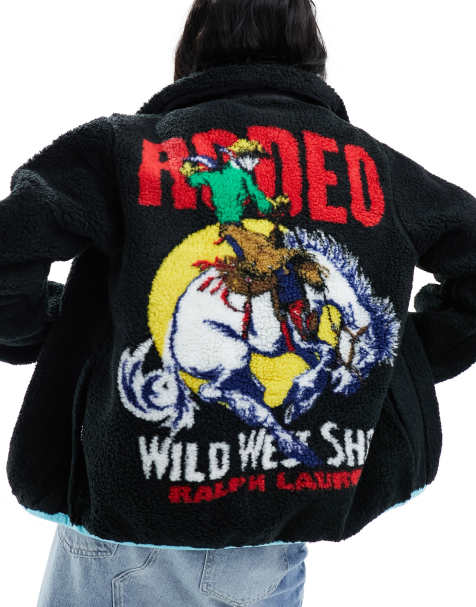 Polo Ralph Lauren - Veste en imitation peau de mouton avec imprimé rodéo au dos - Noir - view 1