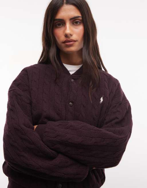 Polo Ralph Lauren veste en maille torsadée bordeaux, 3 de 4