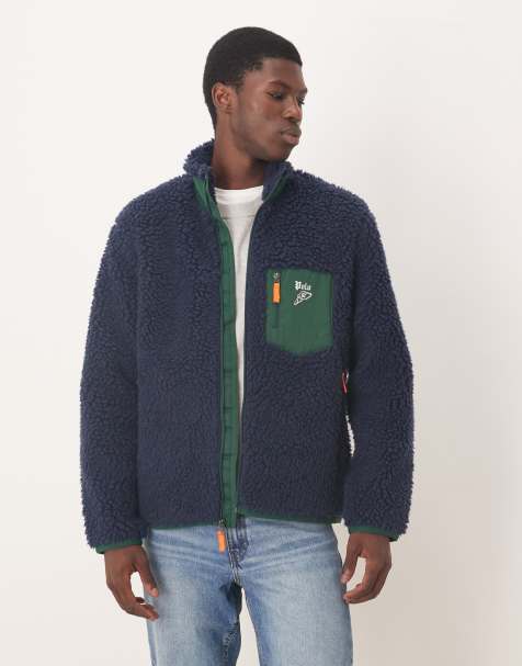 Polo Ralph Lauren - Veste zippée en imitation peau de mouton avec logo emblématique - Bleu marine - view 1