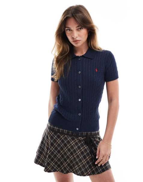 Polo Ralph Lauren - Vestje met kraag en korte mouwen in marineblauw - view 1