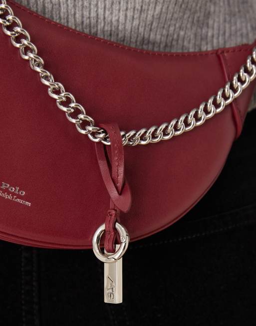 Polo Ralph Lauren – Vinröd axelremsväska i läder, 2 av 4