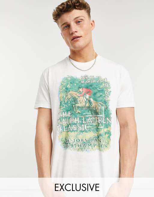 Polo Ralph Lauren vintage horseriding print slub t-shirt classic white | ASOS