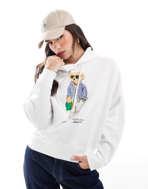 Polo Ralph Lauren – Vit huvtröja med björntryck - view 1