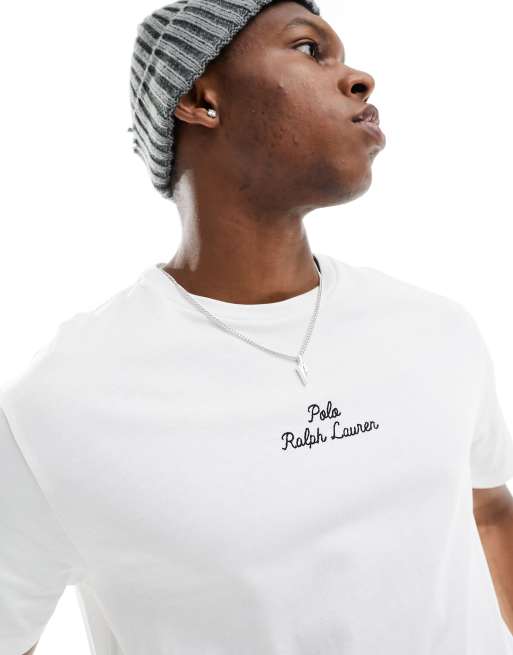 Polo Ralph Lauren – Vit, klassisk t-shirt i oversize med centrerad logga