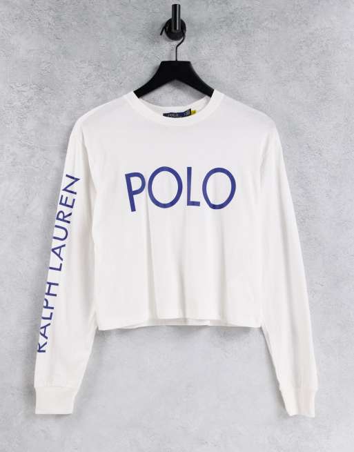 Polo Ralph Lauren – Vit långärmad t-shirt med logga