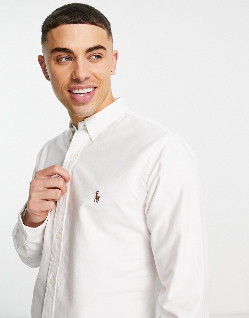 Polo Ralph Lauren – Vit oxfordskjorta med smal passform