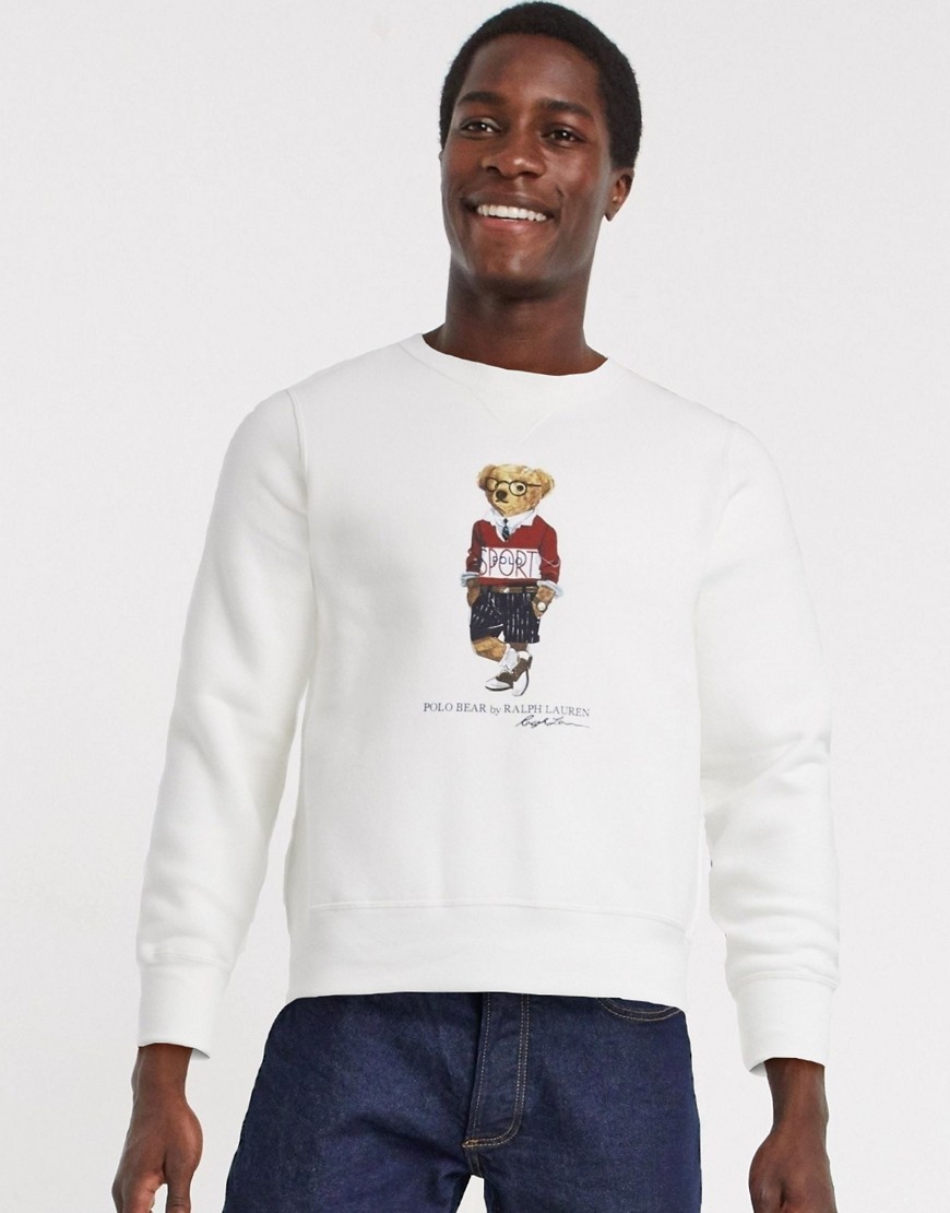 Polo Ralph Lauren - Vit sweatshirt med björn och logga