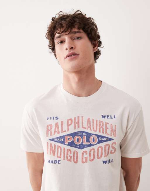 Polo Ralph Lauren – Vit t-shirt med vintagetryck framtill