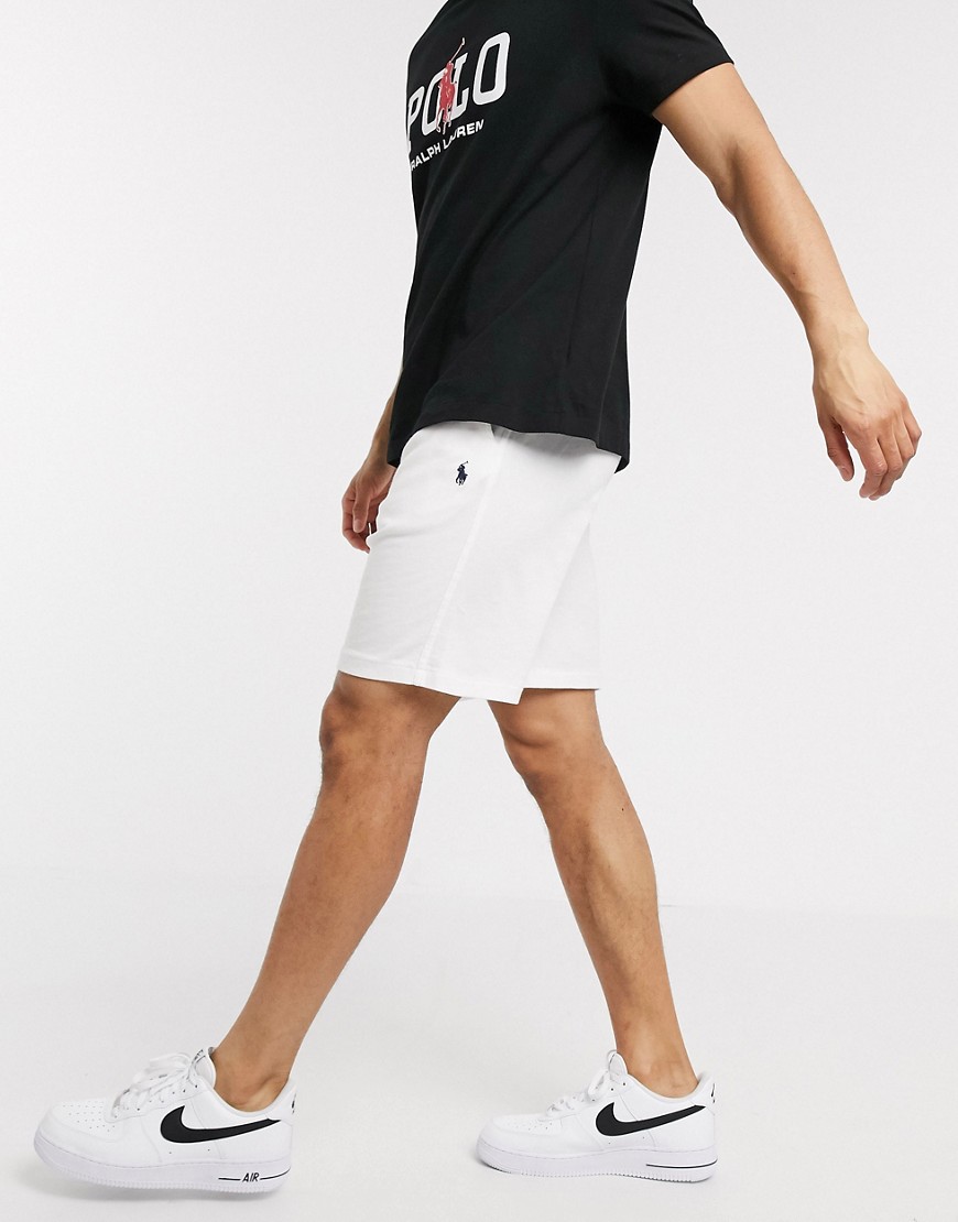 Polo Ralph Lauren – Vita lätta sweatshirtshorts i frottétyg med spelarlogga