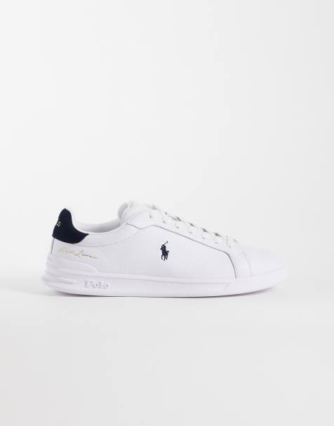 Polo Ralph Lauren – Vita/marinblå sneakers med lågt skaft och snörning - view 1
