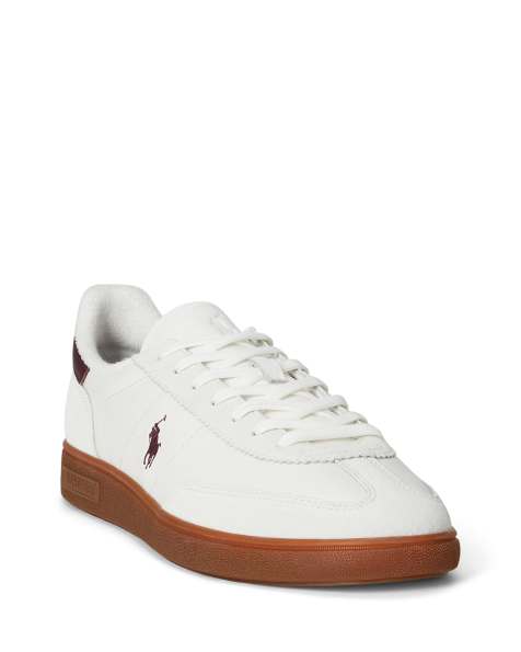 Polo Ralph Lauren – Vita och vinröda lädersneakers med gummisula - view 1