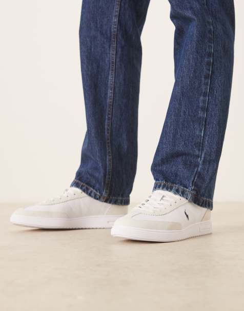 Polo Ralph Lauren – Vita sneakers i mocka och läder med ribbad detalj - view 1