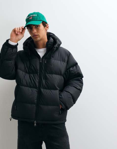 Polo Ralph Lauren vævet pufferjakke med hætte i sort - view 1
