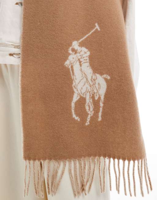 Polo Ralph Lauren – Wendeschal in Camel und Cremeweiß mit Logo, 4 von 4