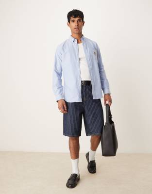 [Polo Ralph Lauren] Polo Ralph Lauren West Village bear logo custom fit Oxford shirt in light blue S Light Blue