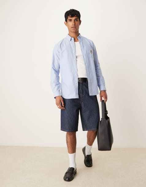 Polo Ralph Lauren west village bear logo oxford shirt custom fit in light blue - view 1