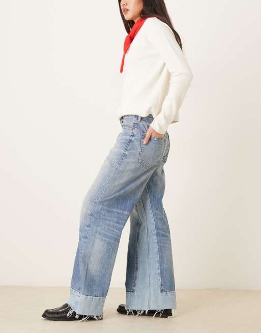 Polo Ralph Lauren wide leg lightweight jeans in mid wash, 2 of 5