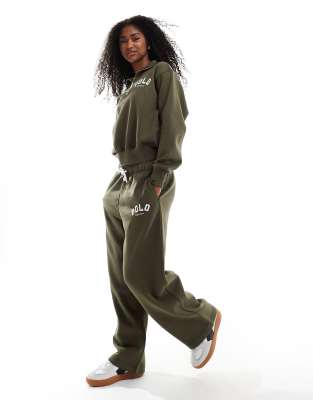 Polo Ralph Lauren Wide Leg Sweatpants In Green