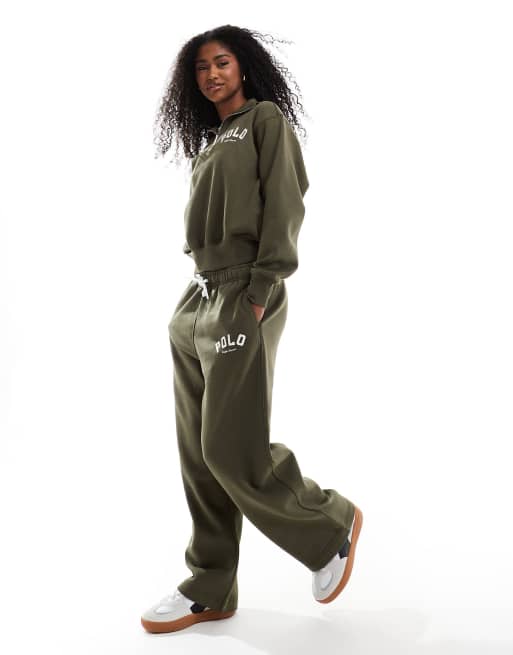 Polo Ralph Lauren wide leg sweatpants in dark green - part of a set