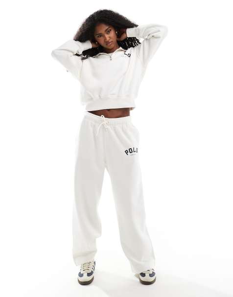 Polo Ralph Lauren wide leg sweatpants in off-white - part of a set - view 1
