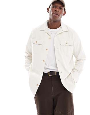 Polo Ralph Lauren Polo Ralph Lauren wide wale cord shirt classic oversized fit in cream-White
