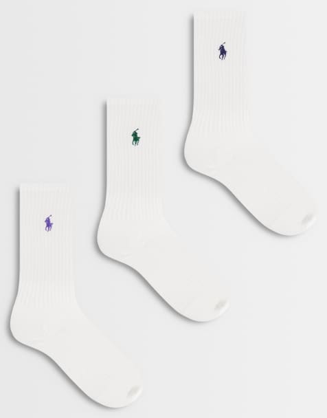Polo Ralph Lauren Wimbledon capsule 3 pack icon logo crew sports socks in white - view 1