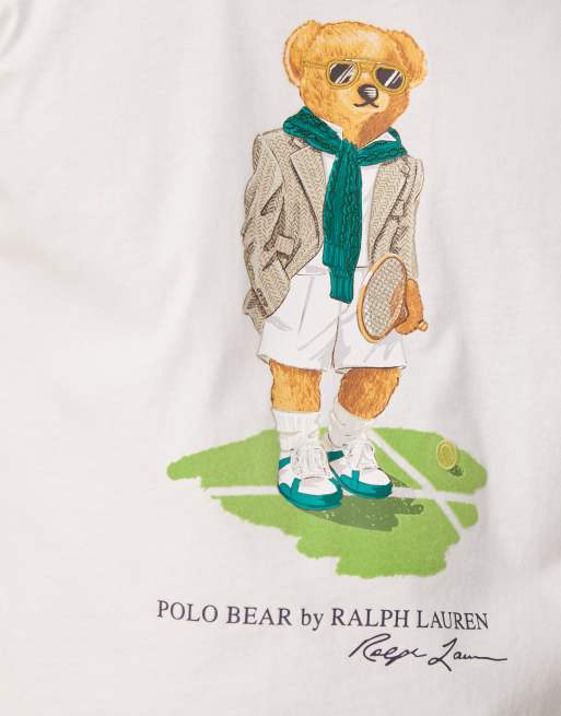 Polo Ralph Lauren Wimbledon capsule bear print t-shirt in white, 3 of 4