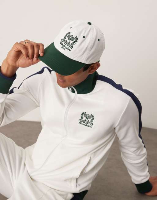 Polo Ralph Lauren – Wimbledon Capsule – Biała czapka z daszkiem z diagonalu z logo z herbem