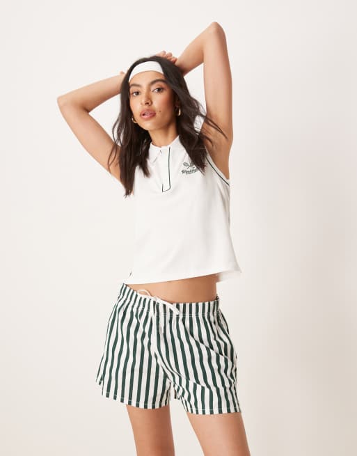 Polo Ralph Lauren – Wimbledon Capsule – Biała koszulka polo bez rękawów z siateczki ze stretchem z logo, część zestawu