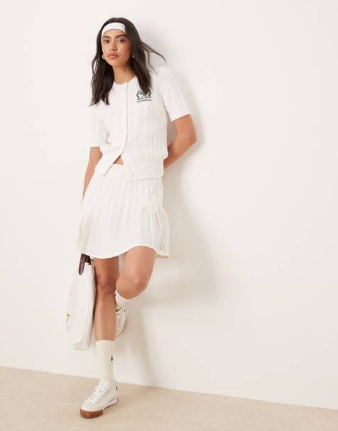 Polo Ralph Lauren Wimbledon capsule logo micro pleat tennis skirt co-ord in white
