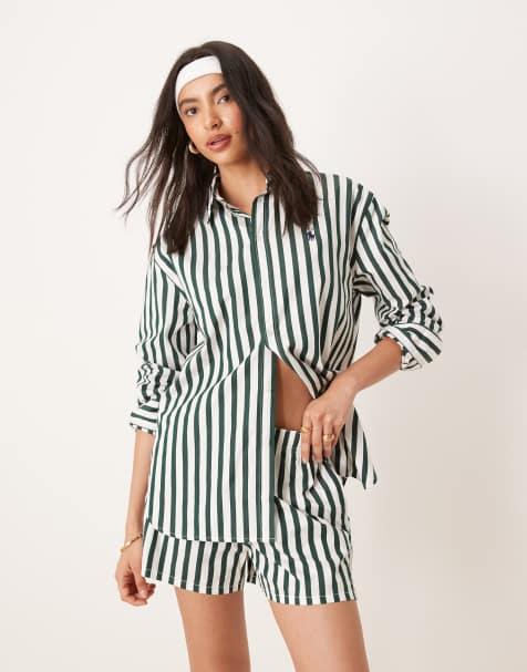 Polo Ralph Lauren - Wimbledon Capsule - Camicia a righe verde scuro con logo in coordinato - view 1