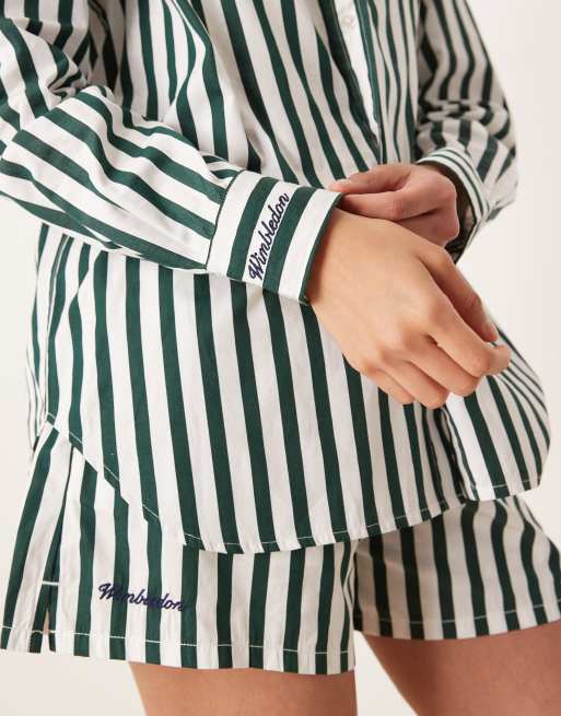 Polo Ralph Lauren - Wimbledon Capsule - Camicia a righe verde scuro con logo in coordinato, 4 di 4