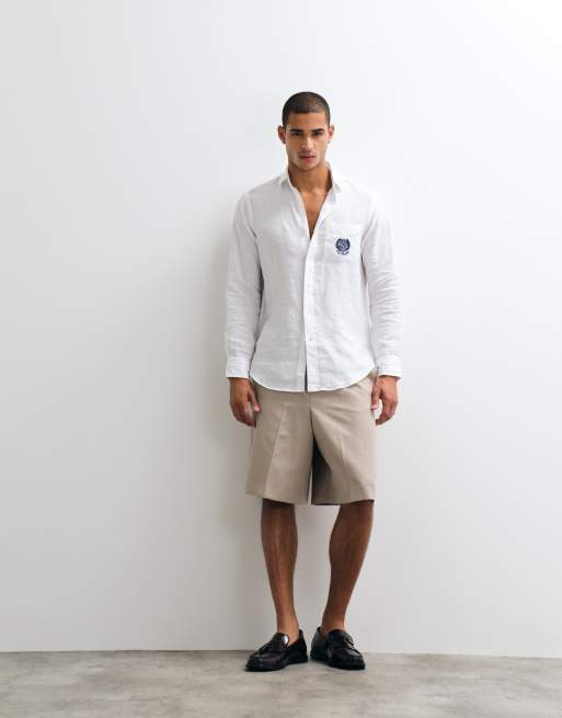 Polo Ralph Lauren - Wimbledon Capsule - Camicia bianca in lino con tasca ricamata con stemma, 2 di 5