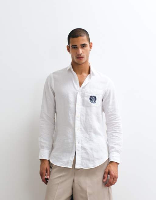 Polo Ralph Lauren - Wimbledon Capsule - Camicia bianca in lino con tasca ricamata con stemma, 3 di 5