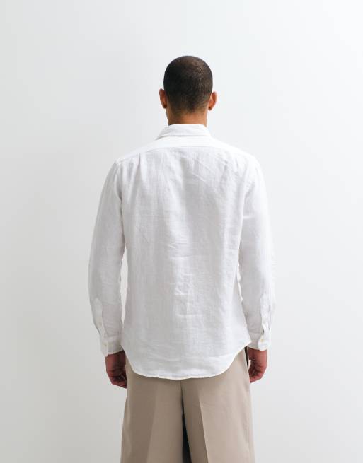 Polo Ralph Lauren - Wimbledon Capsule - Camicia bianca in lino con tasca ricamata con stemma, 4 di 5