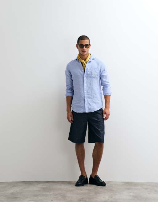 Polo Ralph Lauren - Wimbledon Capsule - Camicia in lino blu con tasca ricamata con stemma, 2 di 5