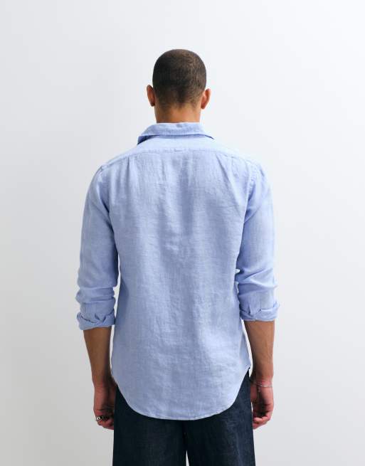 Polo Ralph Lauren - Wimbledon Capsule - Camicia in lino blu con tasca ricamata con stemma, 5 di 5