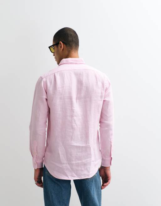 Polo Ralph Lauren - Wimbledon Capsule - Camicia in lino rosa con tasca ricamata con stemma, 5 di 5