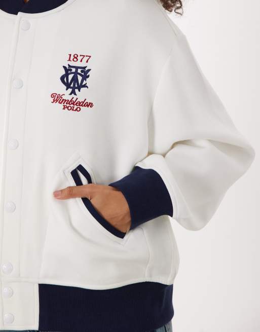 Polo Ralph Lauren Wimbledon capsule chest and back embroidered bomber jacket in white, 5 of 5