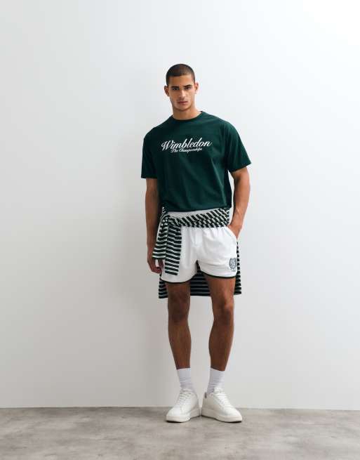 Polo Ralph Lauren Wimbledon capsule chest script logo print t-shirt in green, 3 of 5