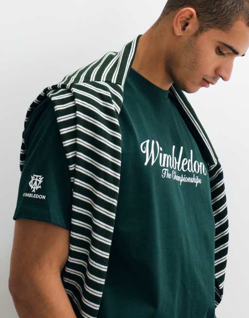 Polo Ralph Lauren Wimbledon capsule chest script logo print t-shirt in green, 4 of 5