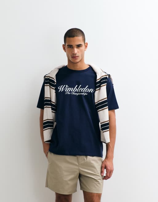 Polo Ralph Lauren Wimbledon capsule chest script logo print t-shirt in navy, 2 of 5