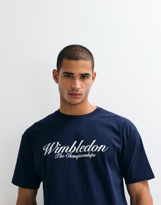 Polo Ralph Lauren Wimbledon capsule chest script logo print t-shirt in navy, 3 of 5